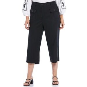 NWT Calvin Klein Cropped Wide Leg Cotton Twill Utility Pants in Black